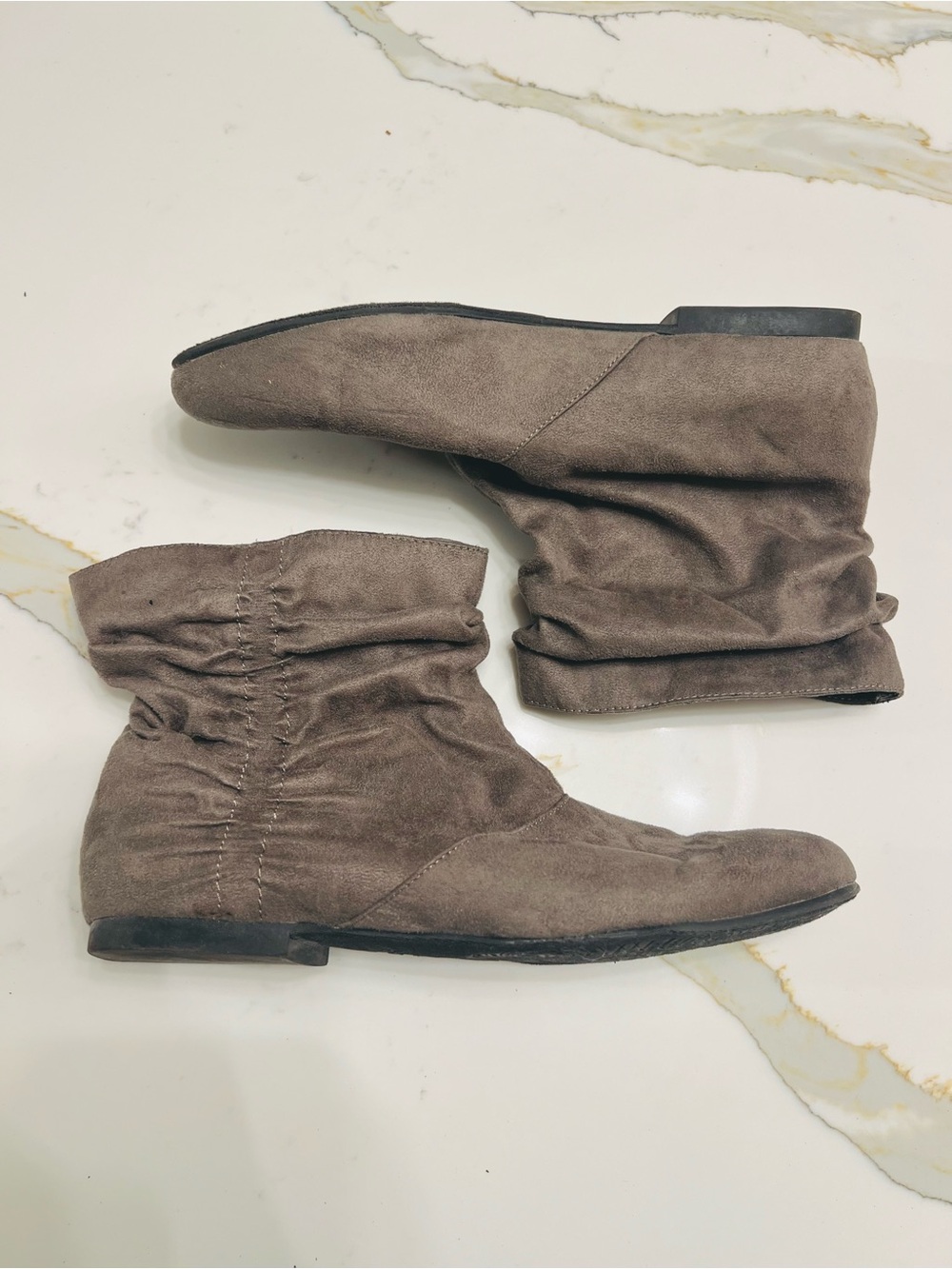 Xhilaration Women's Taupe Suede Slouch Ankle Boots - Classic Casual
